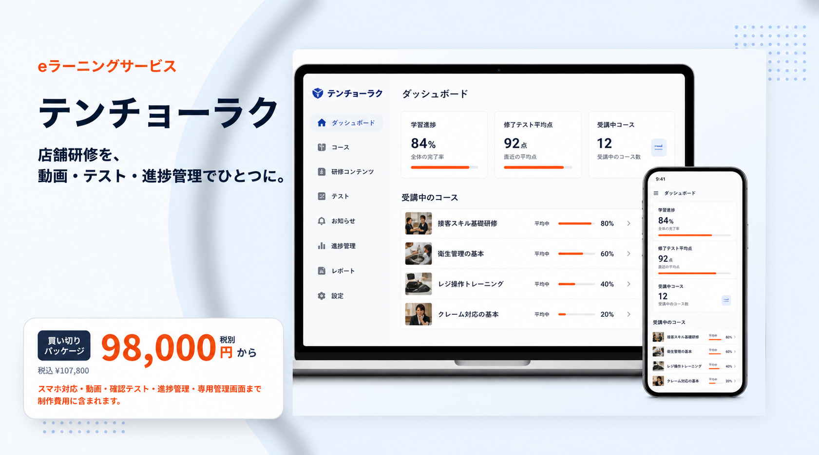 テンチョーラクの管理画面イメージ（PC・スマホ）
